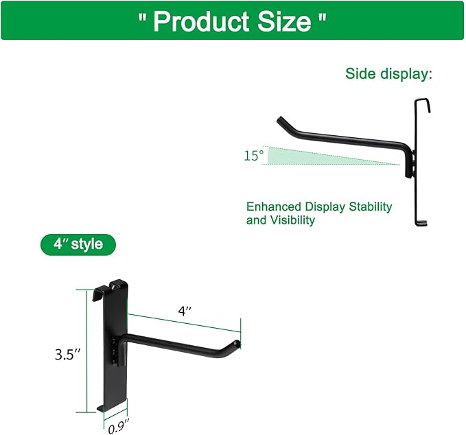 4 Inch Gridwall Hooks, Grid Panel Hanging Hooks for Retail, Home, and Workspace Organization, Displays, and Storage Solutions(40Pack,Black)…