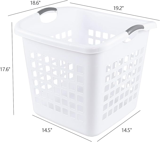 4 Packs 70 Liter Large Laundry Hamper with Handles, Plastic Laundry Clothes Baskets for Storage, White