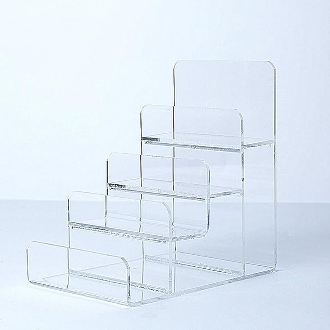 Acrylic Wallet Display Stand Purse Handbag Organizer, Clear Jewelry Riser Display Stand Purse Display Rack, Acrylic Display Shelf for Cosmetic Perfume Jewelry Sunglasses Handbag (4 Tier)