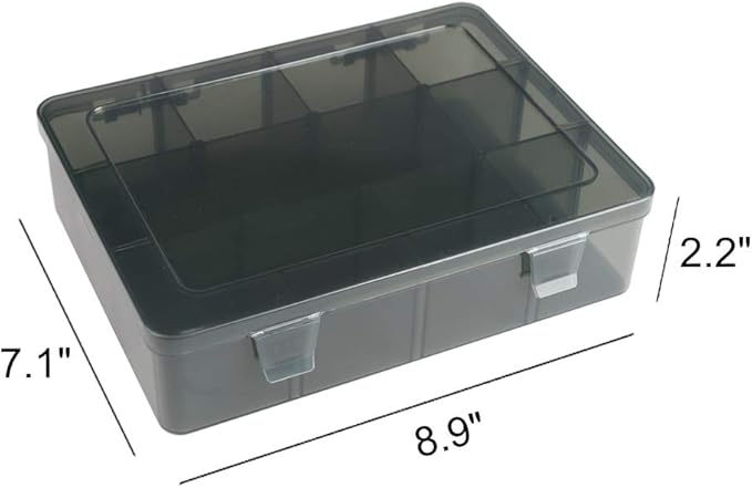 12 Girds Large Plastic Craft Storage Containers, Compartment Storage Container, Parts Storage Box with Adjustable Dividers for Sewing Arts, Washi Tape Batteries Electronics Parts and more