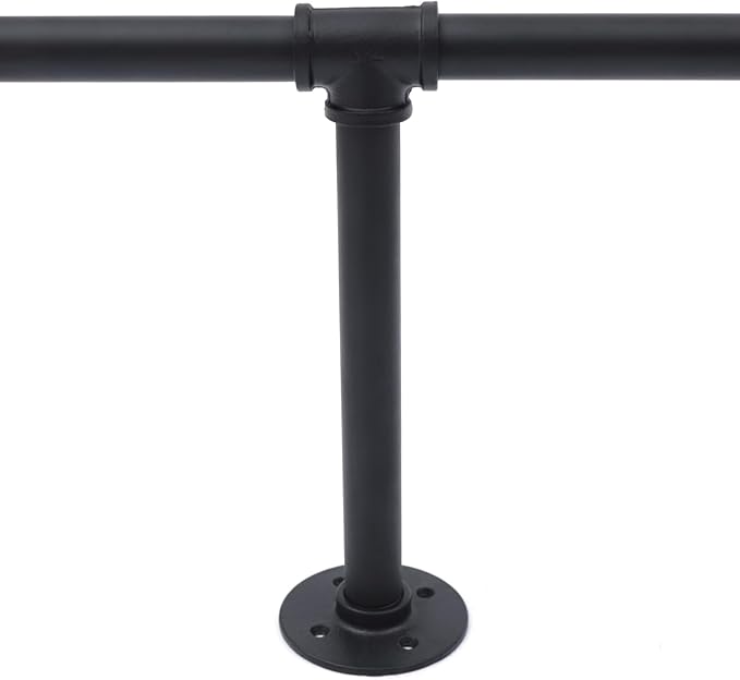 Industrial Pipe Clothes Rack Wall Mounted, 85.83 inches Heavy Duty Iron Pipe Clothing Garment Rail, Multi-Purpose Clothing Hanging Rod for Laundry Room and Closet Storage
