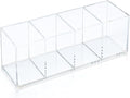 Clear Acrylic 4-Compartment Organizer Box, Small (7.9" × 2.7" × 3.5") – Handcrafted, Eco-Friendly, Minimal Packaging Compact Storage Organizer