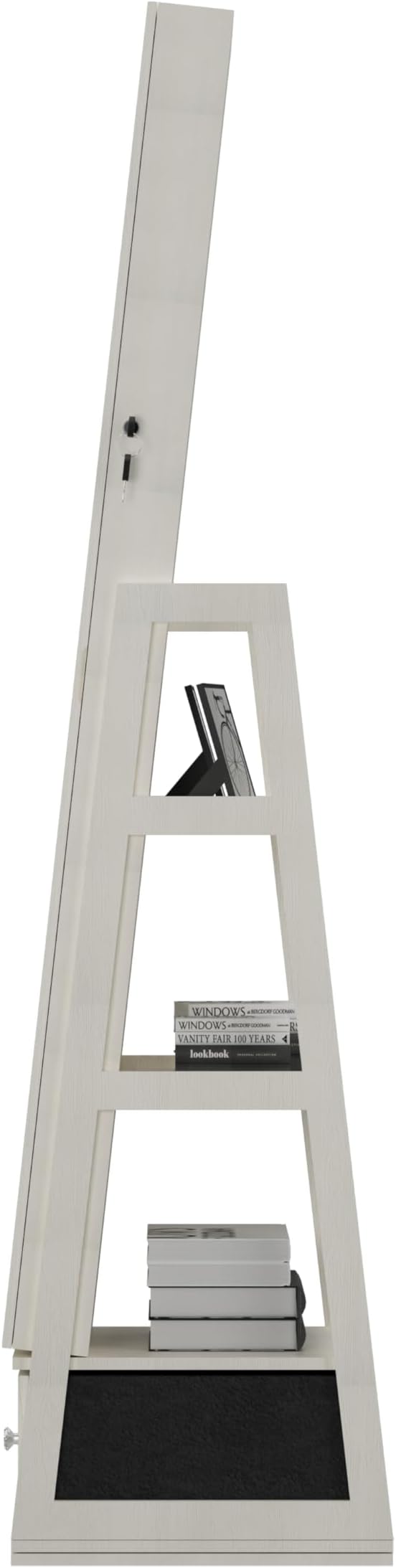 Montary Jewelry Cabinet with Full-Length Mirror - Freestanding Jewelry Armoire with Lockable Storage, Built-In Lighted Mirror & Back Storage Cabinet, White