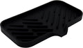 Yasmen Silicone Bathroom Soap Dishes, Sink Sponge Holder for Kitchen, Rubber Soap Dish with Drain, Shower Soap Sponge Tray, Sink or Counter Organizer, for Bar Soap, Bottle, Dish Soap Dispenser-Black