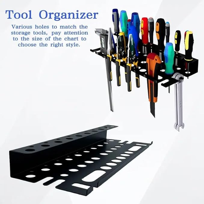 Wall Mount Tool Storage Rack, Screwdriver Organizer with Suspension Holes, Tool Holder