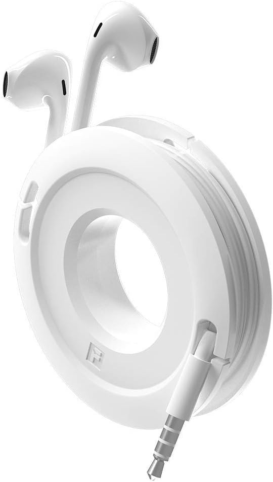 Side Winder Mini and Max Headphone, Earbud and Charging Cable Winder and Organizer Perfect for Wrapping Earbuds and Cords for Travel and Organization (White, Mini)