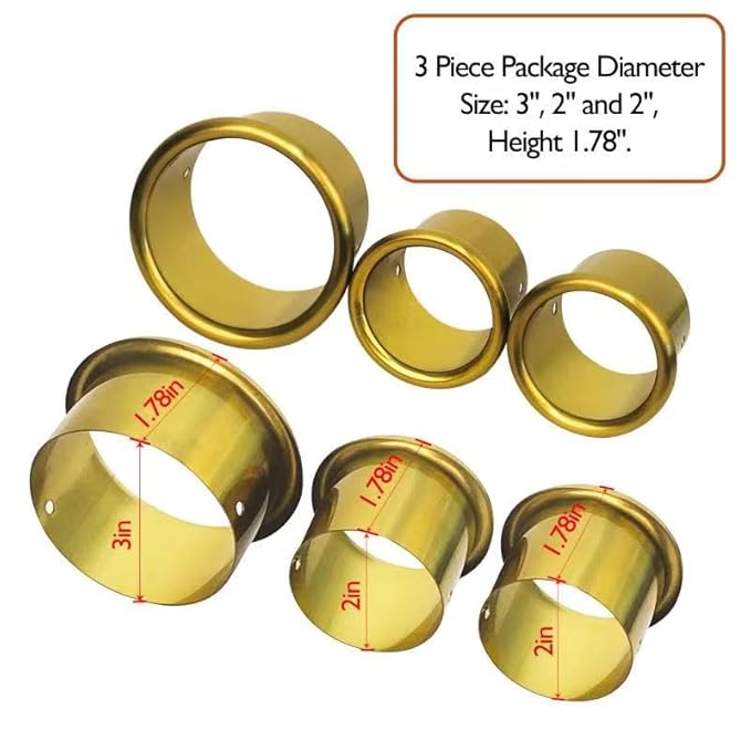 Hair Dryer Holder, Salon Hair Styling Station Organizer, 3pcs (Golden, Stainless Steel, Heat & Burn Resistant, Diameter: 3'' & 2'')