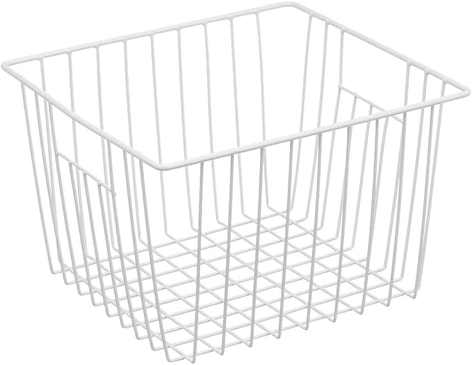 Freezer Wire Baskets Storage Organizer, Household Storage Metal Wire Bins for Kitchen, Pantry, Cabinet, Bathroom, Bedroom - Pearl White (3, 11in x 10in x 5.5in)