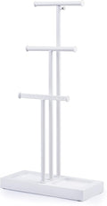Love-KANKEI Jewelry Tree Stand White Metal and Wood Base Large Storage Jewelry Organizer for Necklaces Bracelets Earrings Holder Organizer Jewelry Display Gift White and White