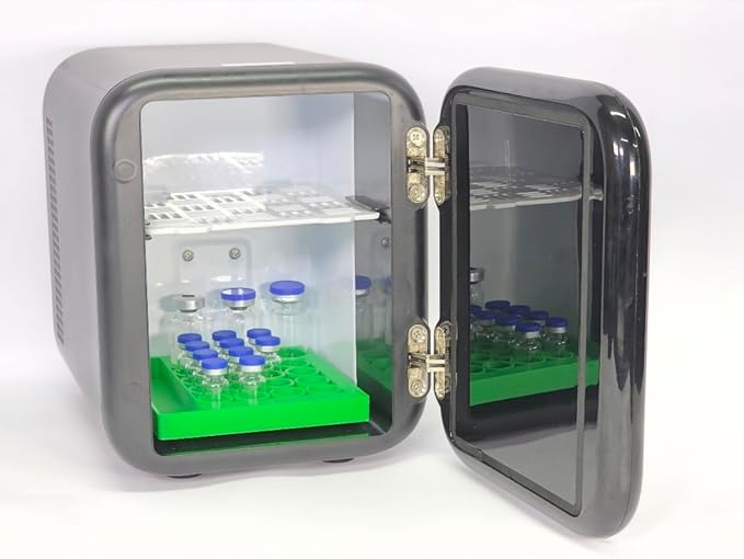 Vial Holder for Refrigerator Use | Home Vial Organizer Tray for Peptide– 5"x5"x0.75", Lightweight (8g) (Green)
