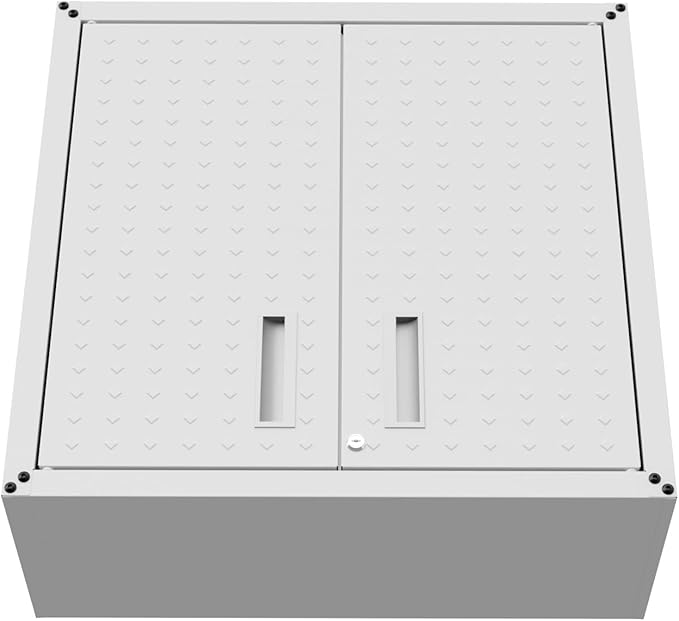 Manhattan Comfort Fortress 30" Floating Textured Metal Garage Cabinet with Adjustable Shelves, Set of 1, White