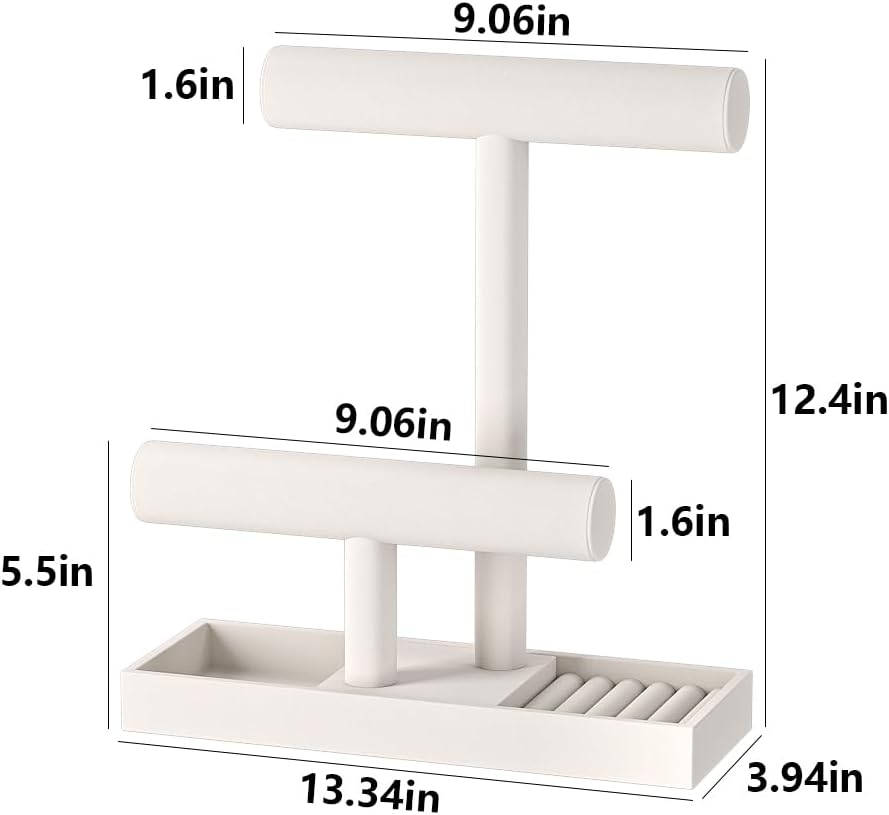 Bracelet and Necklace Holder,Velvet Jewelry Necklace Display Organizer Stand,bracelet Holder for Selling,Bracelet and Necklace Storage Tree (Style 2（Beige）)