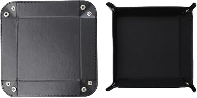 siduater Valet Tray Desktop Storage Organizer – Vegan Leather Catchall Tray Bedside Vanity Tray Nightstand Caddy Holder for Remote Controller, Watch, Keys, Phone, Wallet, Coin, Jewelry, Black