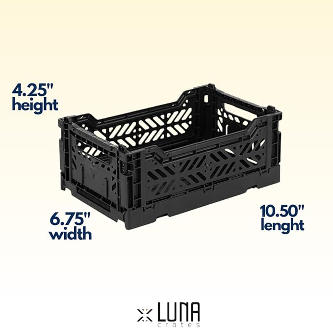 Collapsible Storage Box, Foldable Crate Organizer Bin with Handle, Stackable Crates for Home Organization (Black-Sand-Gray, 4L - 3-Pack)