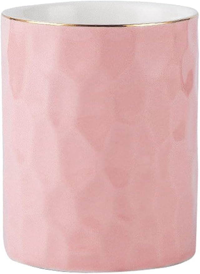 HANKOR Ceramic Pen Holder Cup Pencil Holder for Desk, Makeup Brush Holder Organizer for Office Home (Pink)