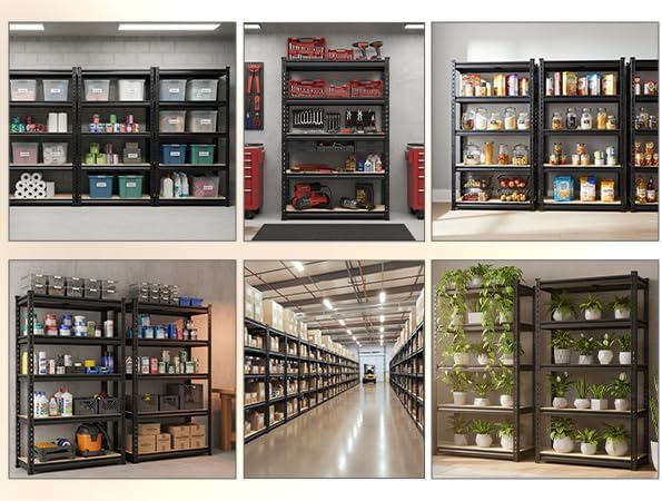 REIBII Set of 2 Storage Shelves 5 Tier Garage Shelving Heavy Duty Metal Shelving 2000LBS Garage Shelves Adjustable Metal Shelf for Kitchen Warehouse Pantry Commercial Use 27.6" Wx11.8 Dx60 H