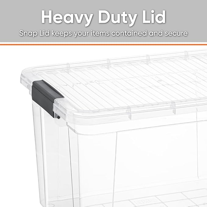Superio Storage Bins with Lids- Clear Boxes for Organizing, Stackable Plastic Containers- BPA Free, Non-Toxic, Odor Free, Organizer for Home, Office, Dorm (6 Pack, 14.25 Qt)