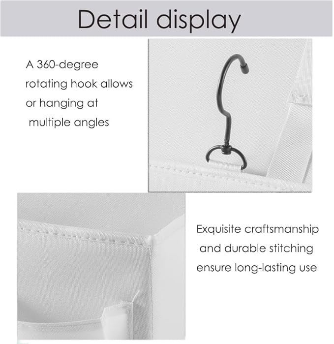 Bedside Caddy Bedside Storage Organizer,Bed Caddy With Thickened Material Suitable for Homes, Dormitories, Hospitals, Cribs, RVs，Great for Magazines,Books,Remote, Phone (white)