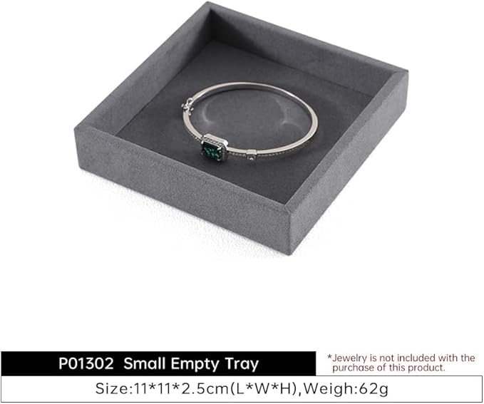 Dark Blue Jewelry Display Tray Ring Necklace Earring Bangle Organizer Multifunctional Storage Case for Jewelry Showcase (Small Empty Tray)