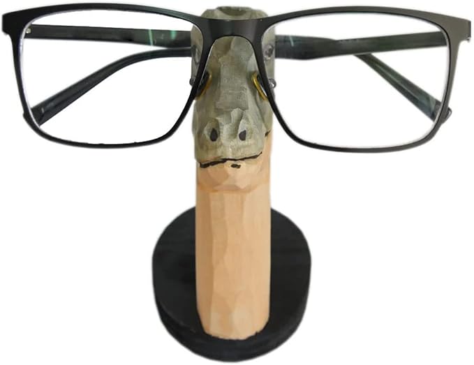 Red Dollar Handmade Wood Carved Animal Eyeglass Holder, Cute Sunglasses Display Stand, Nightstand Home Office Desk Decor, Christmas Holiday New Year Business Gift for Men Women Adults (Crocodile)