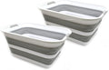 SAMMART 42L Set of 2 Collapsible Plastic Laundry Basket - Foldable Pop Up Storage Container/Organizer - Portable Washing Tub - Space Saving Hamper/Basket (Grey, 2)