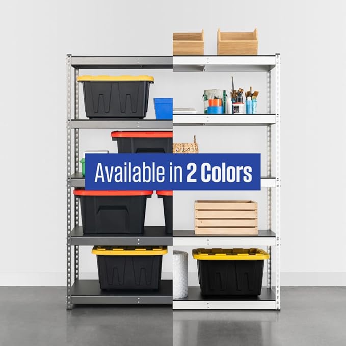 SafeRacks Modular Garage Shelving - 5 Tier Storage Shelves, Tall Metal Rack Shelves for Storage, Heavy Duty Steel Shelf Organizer for Garage, Or Kitchen Pantry (Hammertone, 18 x 60 x 72)