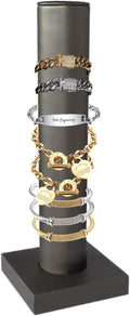 Novel Box Silver Leatherette Vertical Bracelet/Bangle Display Tower - Jewelry Organizer Tower Stands for Bracelet Displays - Hair Tie Bangle Bracelet Watch Scrunchie Holder for Selling or Personal Use