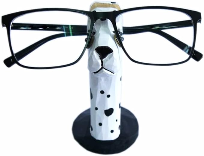Red Dollar Handmade Wood Carved Animal Eyeglass Holder, Cute Sunglasses Display Stand, Nightstand Home Office Desk Decor, Christmas Holiday New Year Business Gift for Men Women Adults (White)