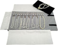 Velet Travel Jewelry Case Roll Bag Organizer for Necklace Bracelet Black Gray Velvet (Black Gray)