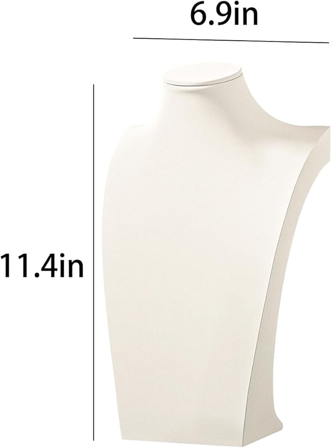Necklace Bust Stand for Selling, Beige Velvet Necklace Display Holder, Jewelry Necklace Organizer Rack for Home Use or Store Show (11"Height)