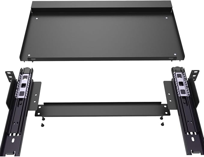 JINGCHENGMEI 1U Keyboard Tray 8" Deep -Universal 19" Rack Mount Sliding Shelf for Network Equipments Server Rack or Cabinet (8inch)