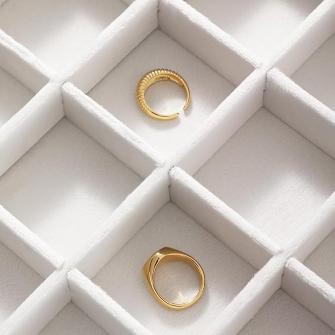 Velvet Stackable Jewelry Display Tray, 24 Grid Earring Ring Storage Tray, Drawer Divider Jewelry Accessories Organizer Plate (White)