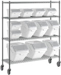 18x60 Inch Chrome Wire Shelving Unit with 12 Storage Bins, 74-Inch Mobile Rack, 600 lb Capacity per Shelf, Includes Measuring Scoops