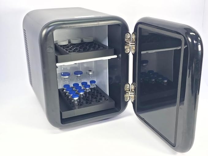 Vial Organizer for Refrigerator Use | Home Vial Organizer Tray for Peptide– 5"x5"x0.75", Lightweight (8g) (Black)