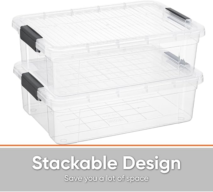 Superio Storage Bins with Lids, Clear Plastic Containers for Organizing, Stackable Totes, BPA Free, Odor Free, Organizer Boxes for Home, and Dorm (6 Pack, 22.75 Qt)