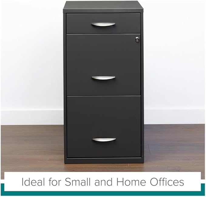 Scranton & Co 3-Drawer Contemporary Metal Filing Cabinet in Charcoal