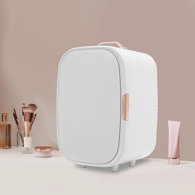 Mini Skincare Fridge,12L Makeup Cosmetics Refrigerator Beauty Fridge for Cosmetic Storage Skincare Fridge Portable Small Refrigerator for Cosmetics, Skin Care (White, Without ED Light Mirror)
