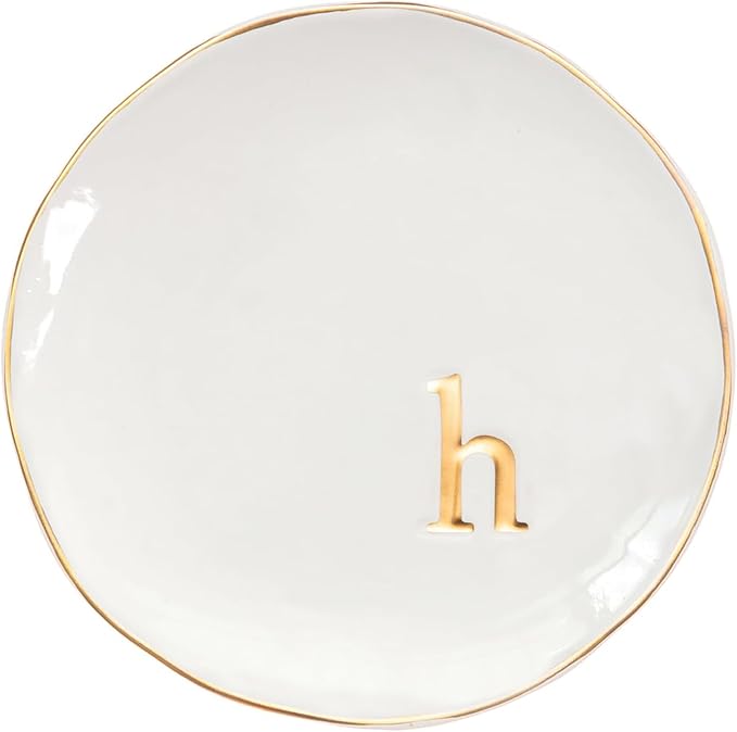 COLLECTIVE HOME - Ceramic Jewelry Tray, Decorative Trinket Dish for Rings Earrings Necklaces Bracelet Watch Keys, Birthday Mother's Day Christmas Gift for Women, 4.75", Glossy (h)