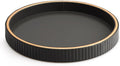 SANZIE Leather Desktop Storage Organizer Premium Serving Tray for Sundries, Cosmetics, Phone, Wallet, Cutlery - Decorative Valet Tray, Black