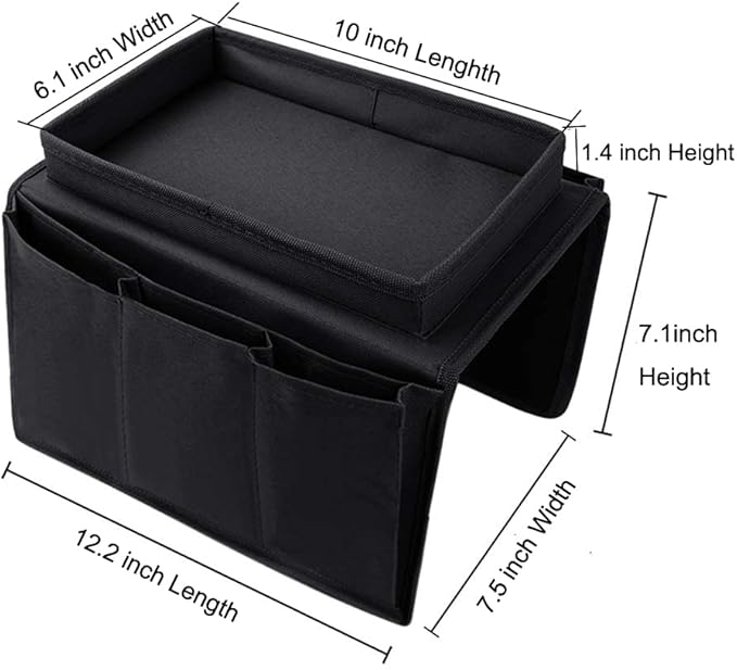 Sofa Armrest Organizer with Cup Holder Tray Chair Arm TV Remote Holder for Recliner Couch Armchair Caddy Bedside Storage Pockets Bag for Cellphone Tablet Book Magazines Drinks Pouch