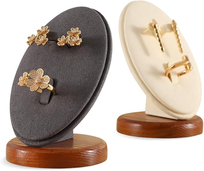 Ring Holder, Jewelry Display for Vendors,Wooden Earring Display,Premium Jewelry Holder,Luxury Earring Stand,Beige Small Jewelry Stand