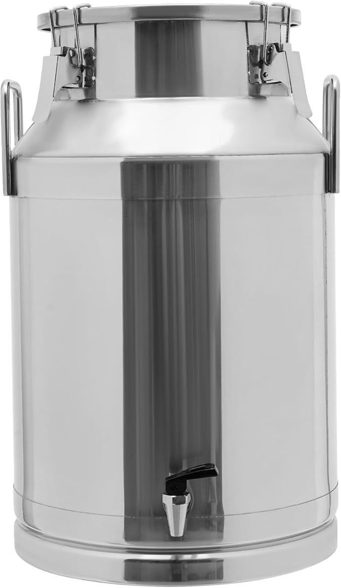 12~60L Heavy-duty 201 Stainless Steel Milk Can with Drip-free Spigot, Water Beverage Drink Dispenser Milk Pail Bucket for Milk Wine Oil (40L)
