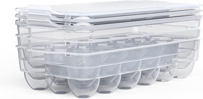 Clear Covered Egg Holder 3-Pack, Plastic Egg Storage for Refrigerator, Egg Tray Container with Lid, Fits 18 Eggs