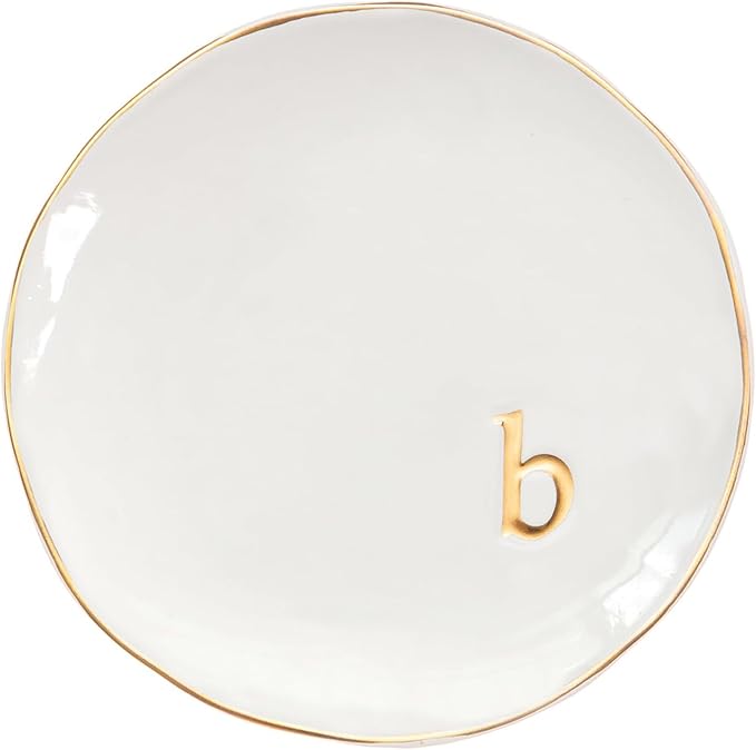 COLLECTIVE HOME - Ceramic Jewelry Tray, Decorative Trinket Dish for Rings Earrings Necklaces Bracelet Watch Keys, Birthday Mother's Day Christmas Gift for Women, 4.75", Glossy (b)