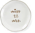 HOME SMILE Miss to Mrs Ring Dish - Bride Gifts, Bridal Shower Gifts - Ceramic White