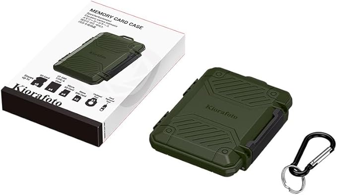 Memory Card Case with 18 Slots, IP67 Waterproof Anti-Shock Travel Camera Memory Card Holder for 8 SD SDHC SDXC Cards & 4 MicroSD TF MSD & 4 CFexpress Type-A Cards & 2 Nano SIM Storage - Green