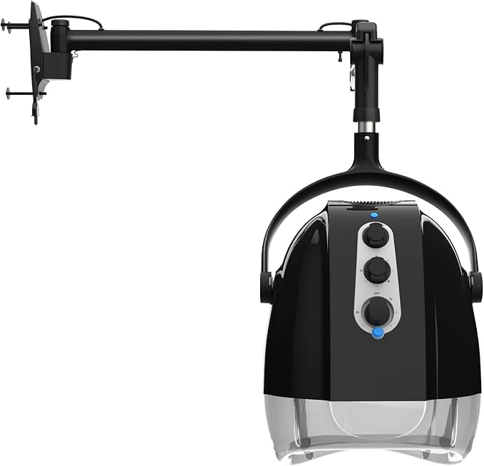 SyyBhb Wall Mount Hooded Salon Hair Dryer, Professional Ionic Hair Color Processor, Temperature & Drying Adjustable, 60-Minute Timing, 52" Extendable Arm, 25lbs Installed on Load Bearing Wall