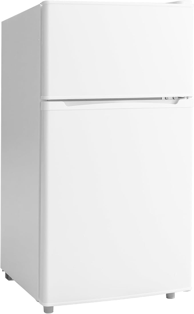 Manastin 3.55 Cu.Ft Mini Fridge with Freezer, Small Fridge with 2 Doors for Office, Kitchen, Dorm and Bedroom, Mini Refrigerator with Adjustable Shelves (White)