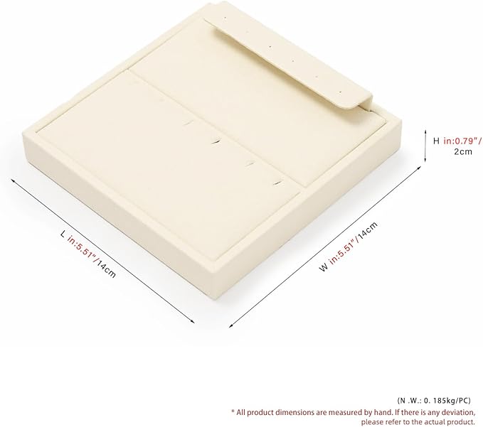 Oirlv Microfiber Jewelry Display Storage Tray Pendant Stud Earrings Tray Organizer Necklace Stud Earrings Jewelry Plate Necklace Holder(Beige)