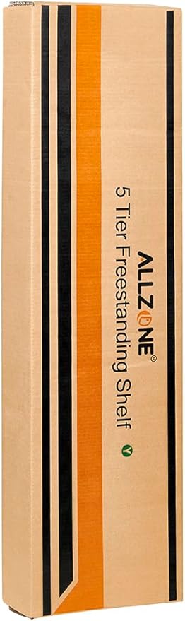 ALLZONE 5 Tiers Narrow Bookshelf, Tall Adjustable Ladder Book Shelf with Open Storage, Floor to Ceiling Tension Mount, Wooden Industrial Bookcase for Living Room, 92 to 116 Inch, Black